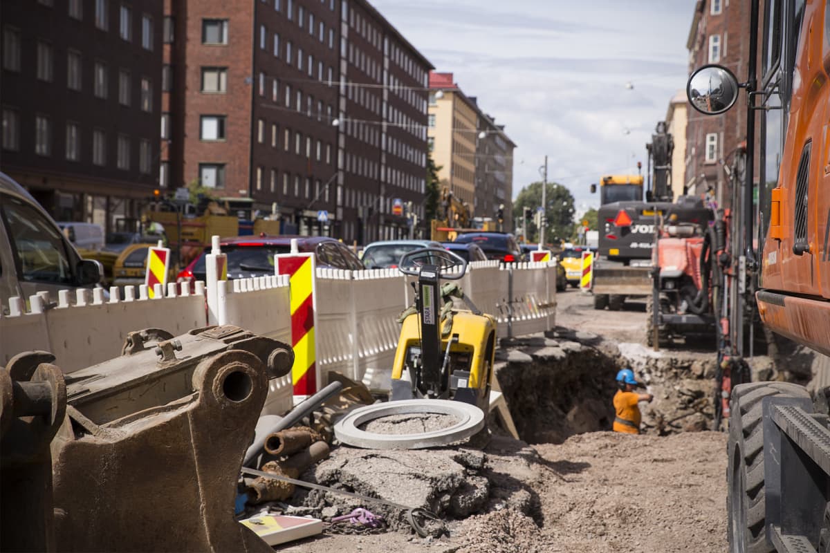 Mechelininkadun tietyömaa.
