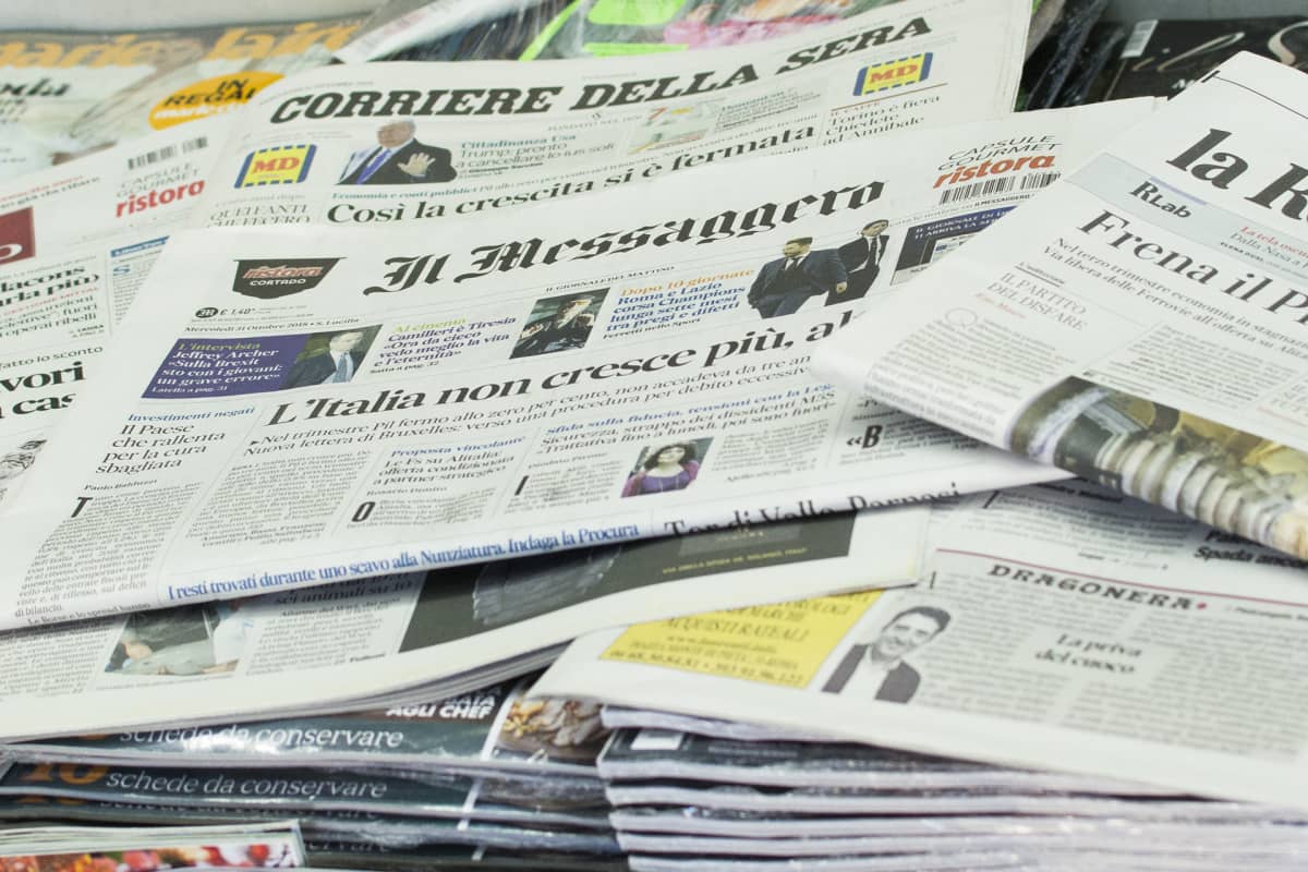 Italialaiset sanomalehdet kertovat maan talouskasvun loppuneen.