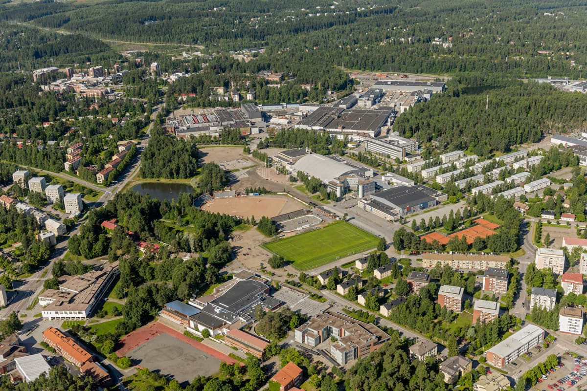 Ilmakuva Hippoksen alueesta Jyväskylässä.