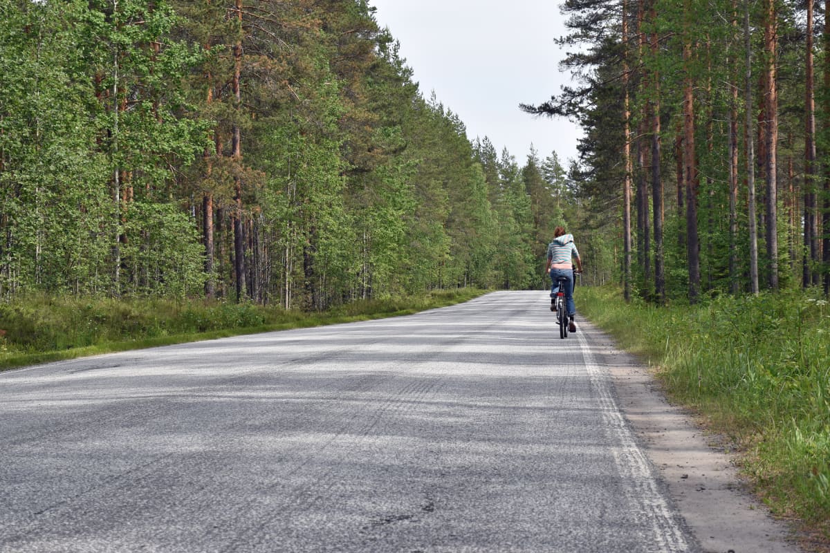 Polkupyöräilijä Punkaharjuntiellä.