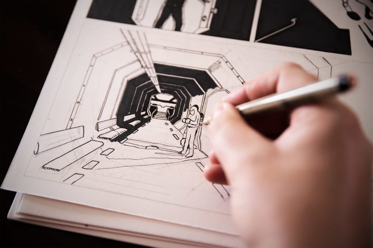 Roope-Santeri Niemisen työn alla oleva scifi-aiheinen sarjakuva.
