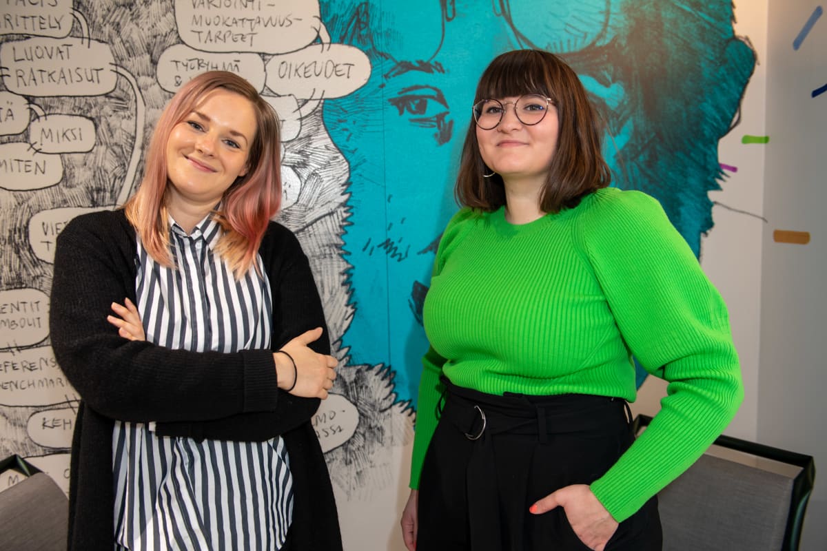 Käsikirjoittajat Anna Brotkin ja Jemina Jokisalo.