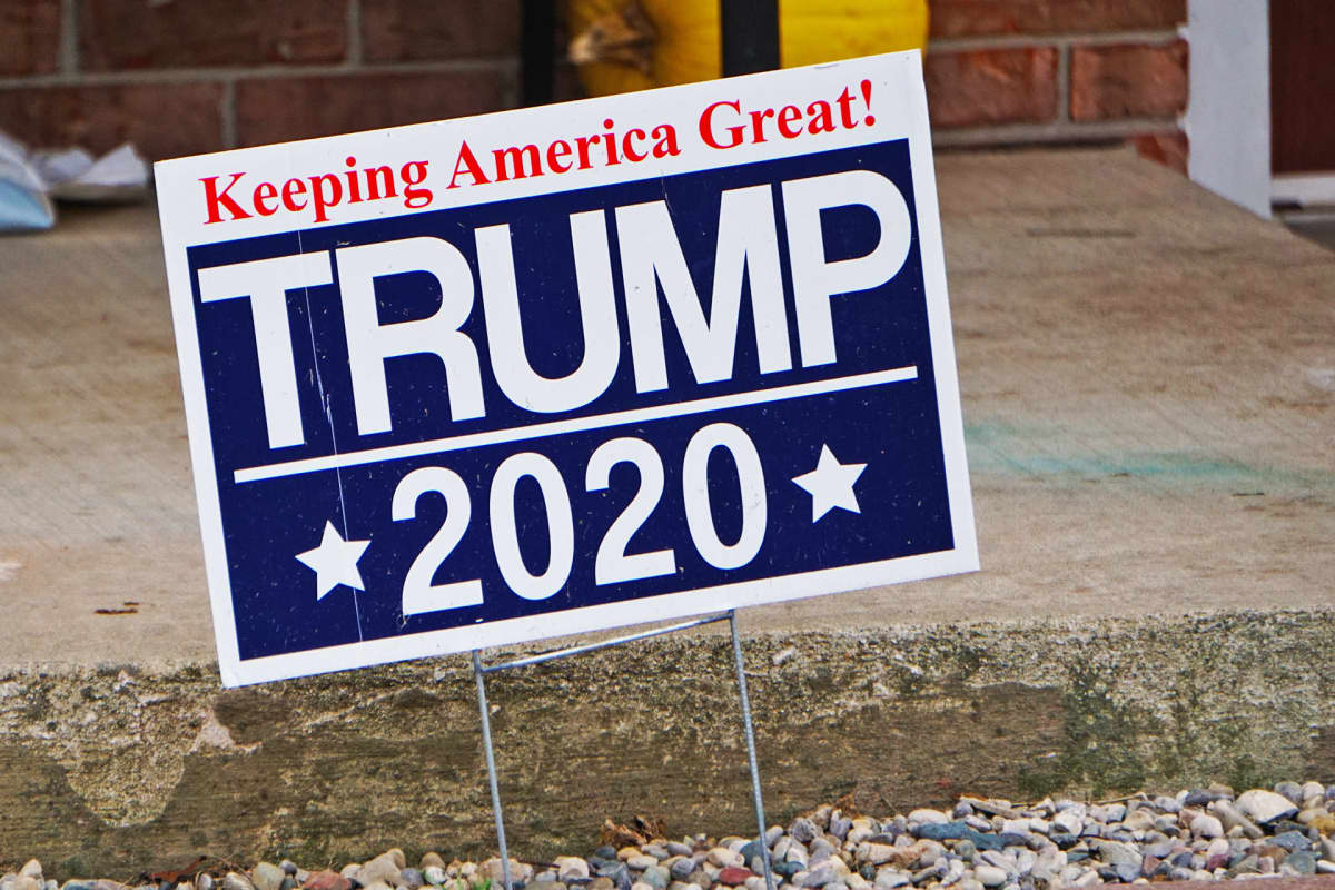 Kyltti Trumpin puolesta vuoden 2020 presidentinvaaleissa