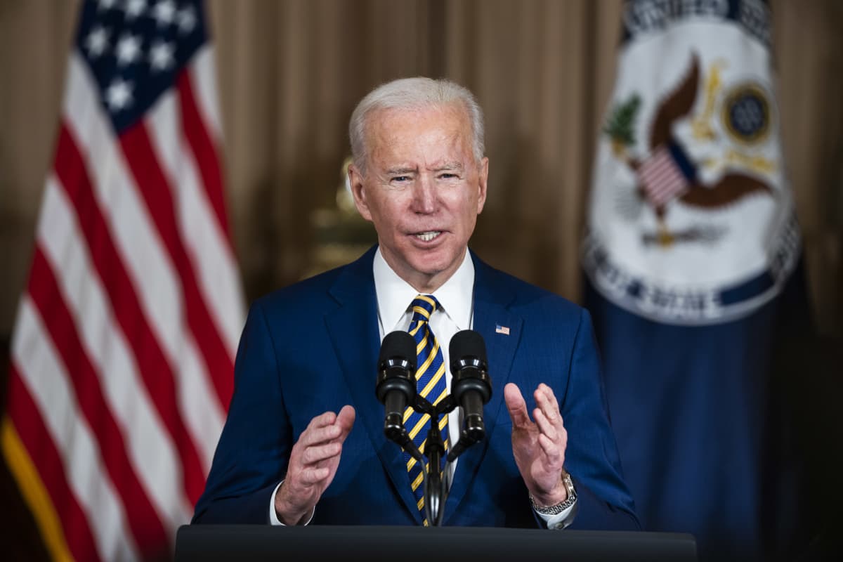 Presidentti Joe Biden puhui Yhdysvaltojen ulkoministeriölle Washingtonista.