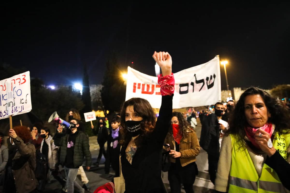 Jerusalemissa osoietttiin mieltä tammikuun lopussa pääministeri Benjamin Netanjahun hallituksen koronatoimien puutteita vastaan.