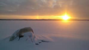 Aurinko alhaalla Pyhäjärven yllä