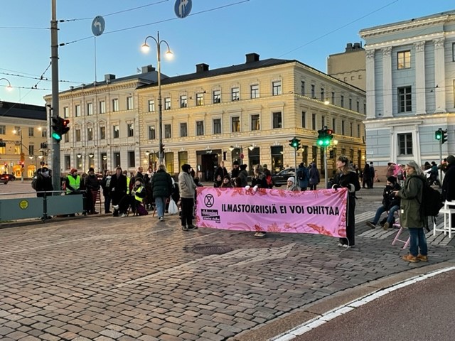 Police arrested activists for a climate demonstration in front of Helsinki City Hall