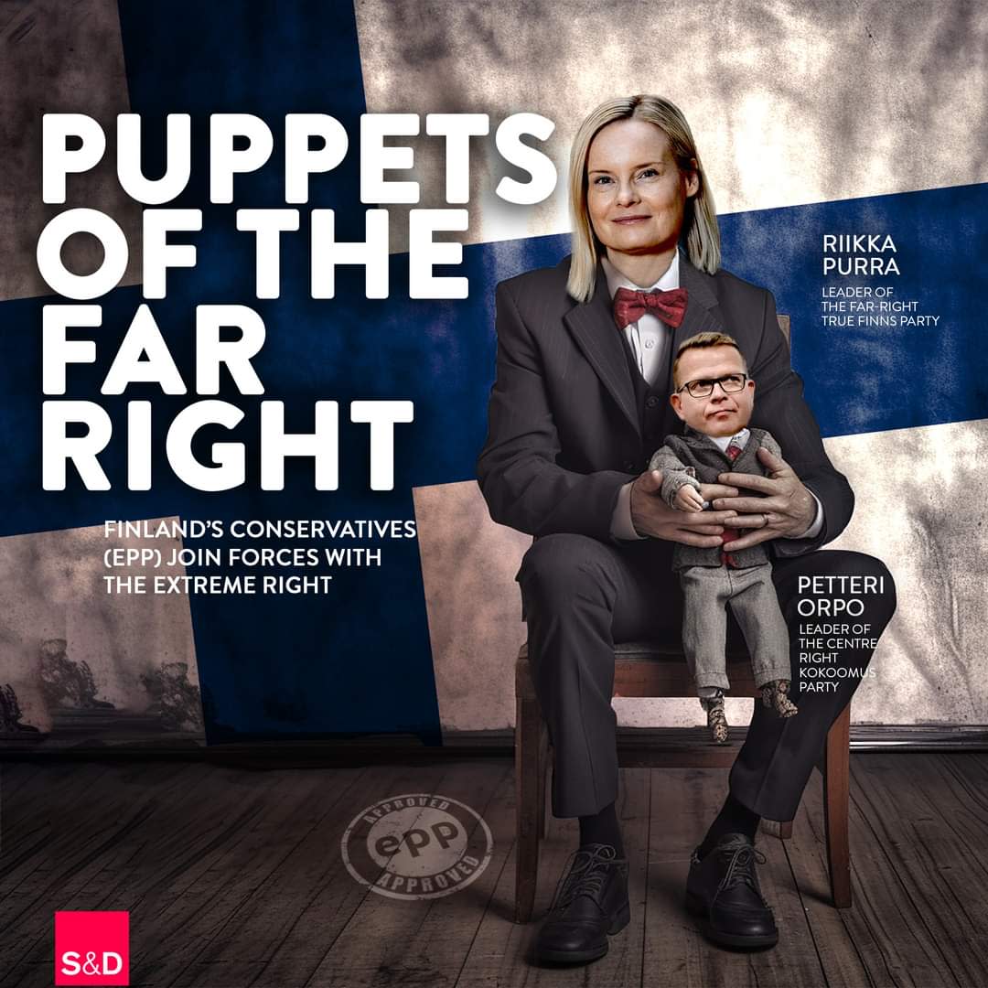 Die EU-Parlamentsfraktion nannte Finnlands Ministerpräsidentenkandidaten Orpo eine „rechtsextreme Marionette“