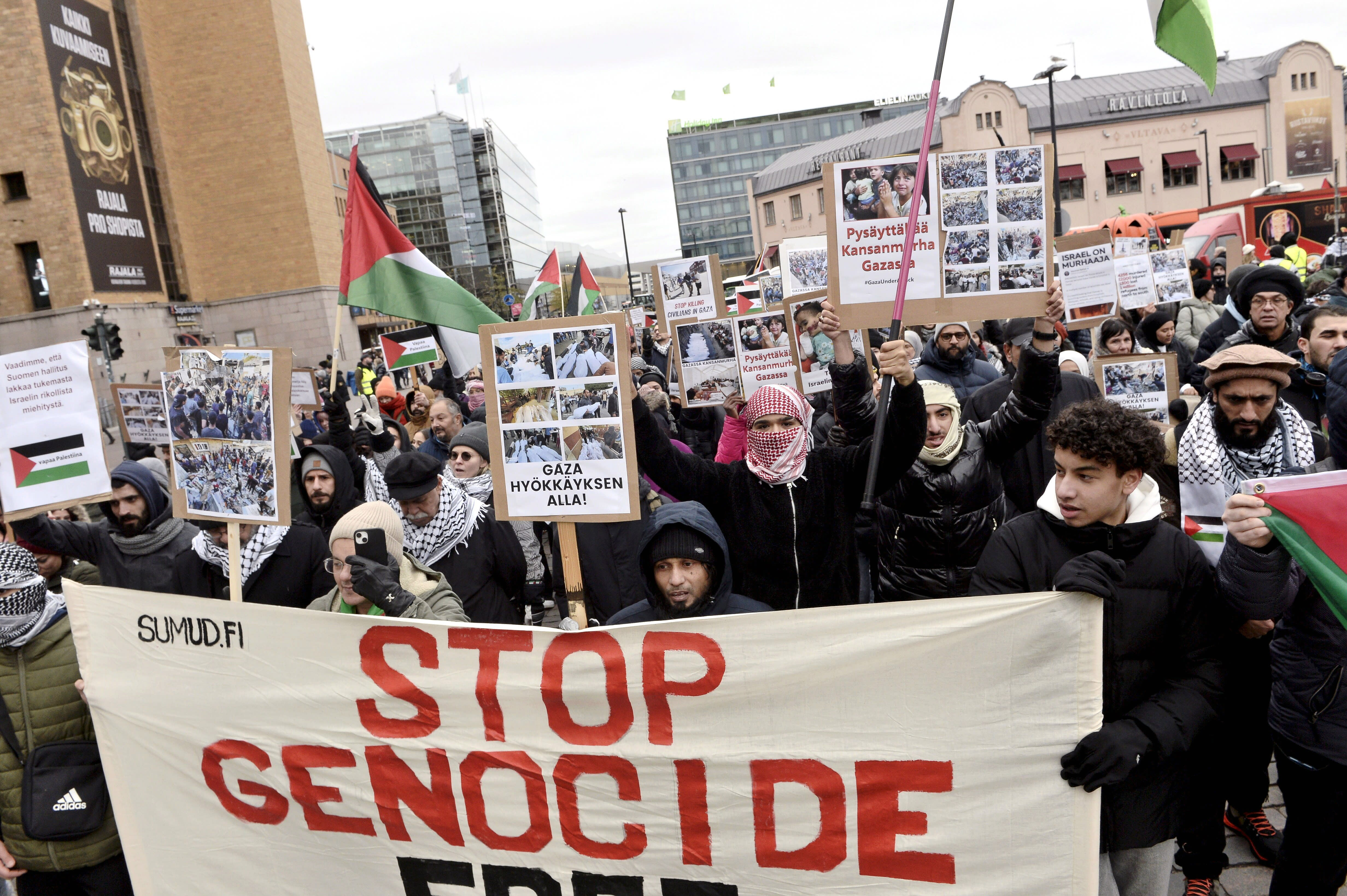 Beribu-ribu demonstrasi di bandar-bandar Finland untuk orang awam Gaza