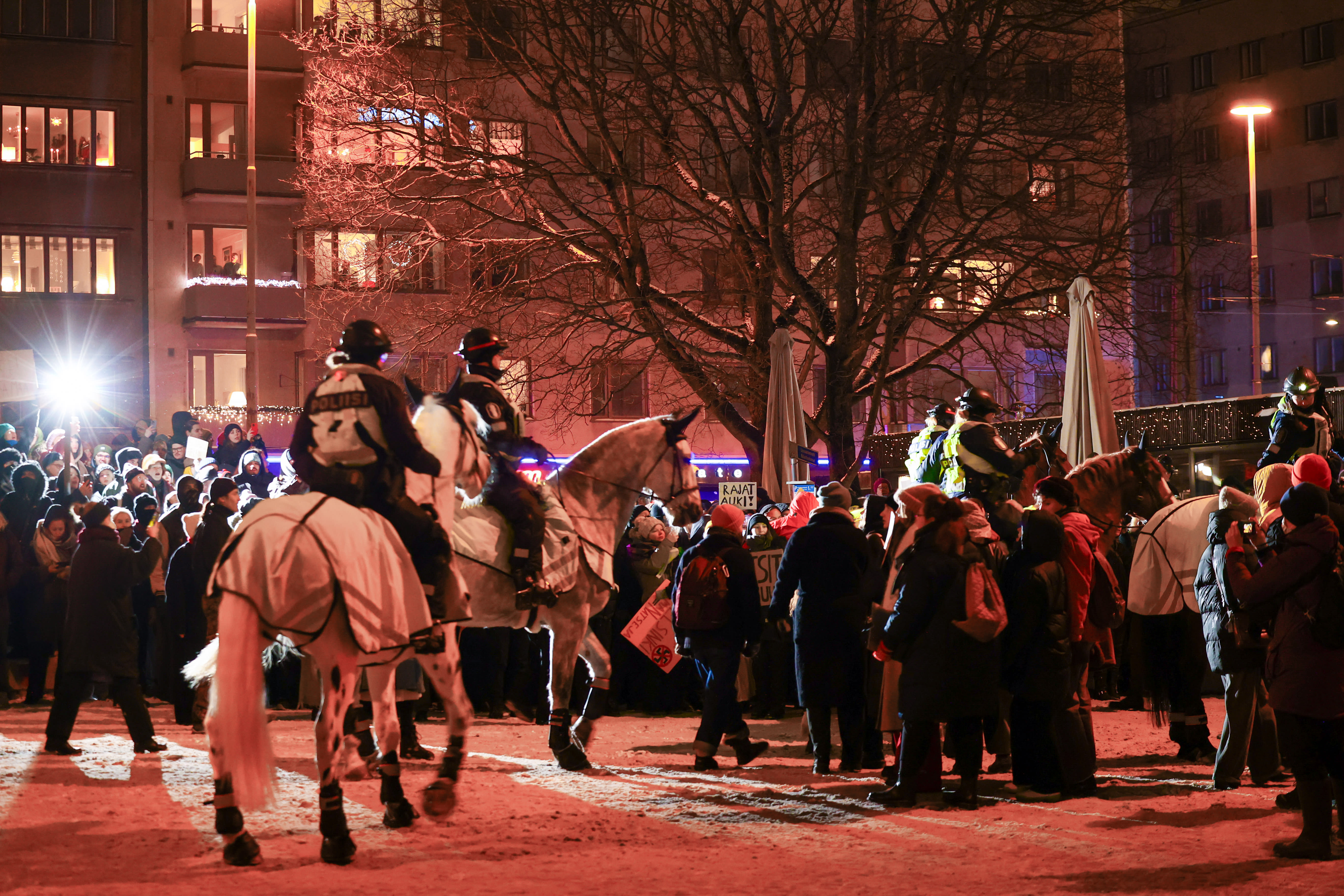 Protesters criticize the police for excessive use of force during the Helsinki demonstration