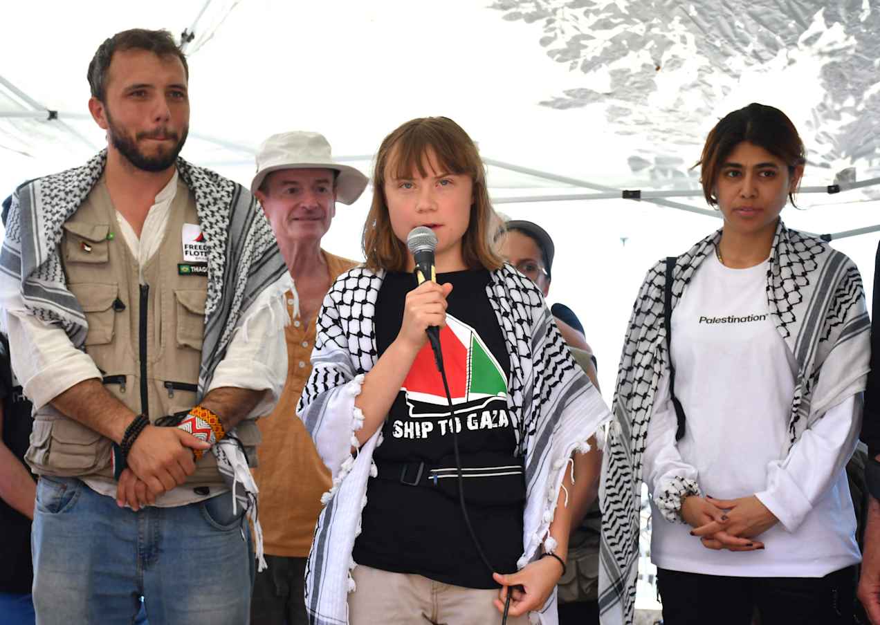 greta thunberg and other activists on the Madleen grant ship.