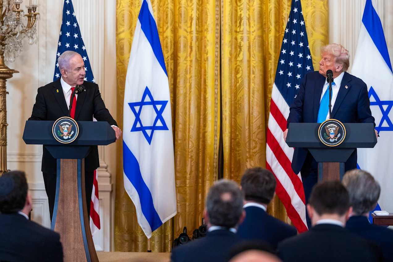 President Trump‌ with‌ Israeli⁣ Prime Minister Benjamin Netanyahu at the⁤ White house in February.