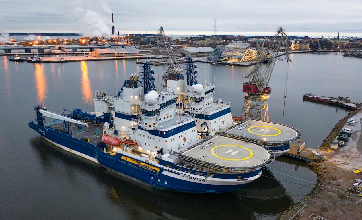 Multifunctional icebreakers nordica and Fennica in Kotka, Finland, December 2020.