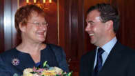 Presidentit Tarja Halonen ja Dmitri Medvedev.