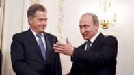 Tasavallan presidentti Sauli Niinistö ja Venäjän presidentti Vladimir Putin kättelevät 16. kesäkuuta.