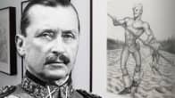 Käsitelty kuva, jossa Carl Gustaf Emil Mannerheimin kasvot liitetty Tom of Finland -näyttelystä otettuun valokuvaan.