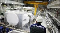 A worker in the machine room of a Fortum factory in Russia.