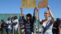 Demonstrators at the Mass Protest against the new Finnish Immigration Policy in Helsinki 27 June 2023.