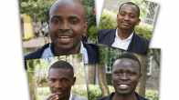 Titus Monuru, Ted Maingi, Joshua Odongo ja Irene Etyang pitsasivat yritysideoitaan Nairobin Slushissa.