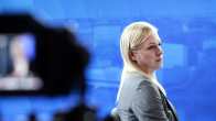 Photo shows Finnish Foreign Minister Elina Valtonen of the National Coalition Party in Yle's TV studios.