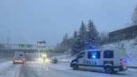 Photo shows police at a traffic accident outside Tampere.