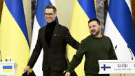 Alexander Stubb and Volodymyr Zelensky at a press conference in Kyiv.