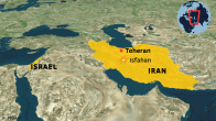 Kartta Iranista ja Israelista.