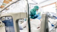 Sairaanhoitaja Evelin Prees hoitaa koronapotilasta suojavarusteissa teho-osastolla