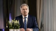 Tasavallan presidentti Sauli Niinistö pitämässä perinteistä uudenvuodenpuhettaan vuodelle 2022.