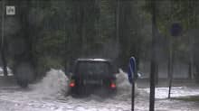 Sateen jälkeistä tulvaa Hämeenlinnassa