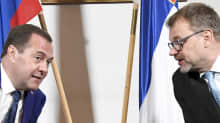 Pääministerit Dimitri Medvedev ja Juha Sipilä 26. syyskuuta.