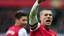 Arsenalin Lukas Podolski onnistui maalinteossa uransa ensimmäisessä Pohjois-Lontoon derbyssä.