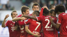 Bayern Münchenin pelaajat juhlivat maalia.