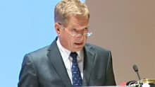 Tasavallan presidentti Sauli Niinistö suurlähettiläspäivillä tiistaina.