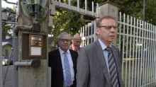 SAK:n puheenjohtaja Lauri Lyly, Akavan puheenjohtaja Sture Fjäder ja STTK:n puheenjohtaja Antti Palola Kesärannassa.