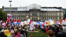 Labour demonstration at Helsinki Railway Square, September 18, 2015