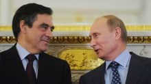 François Fillon ja Vladimir Putin Moskovassa vuonna 2011, jolloin molemmat toimivat maidensa pääministereinä.