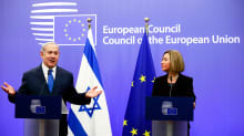 Israelin pääministeri Benjamin Netanjahu ja EU:n ulkopoliittinen edustaja Federica Mogherini.