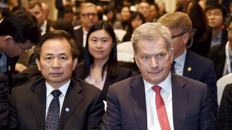 Presidentti Sauli Niinistö osallistui ilmastoseminaariin yhdessä Kiinan ympäristöministeri Li Ganjien kanssa Pekingissä maanantaina 14. tammikuuta