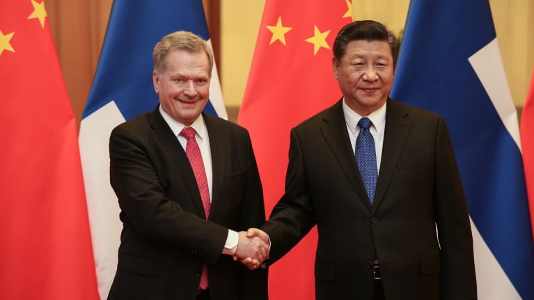 Presidentti Niinistö ja Kiinan presidentti Xi Jinping.