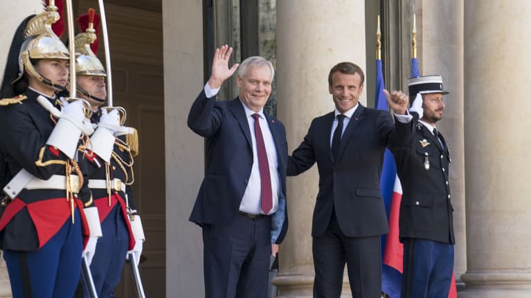 Antti Rinne ja Emmanuel Macron.