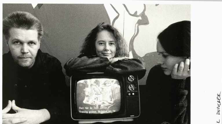 Petri Rossi, Pia Tikka ja Saara Cantell elokuvataiteen laitoksella vuonna 1988.