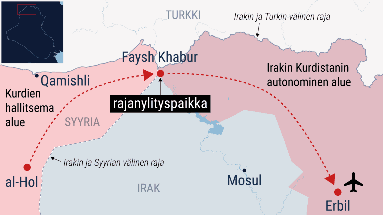 Kartta al-Holin leirin sijainnista.