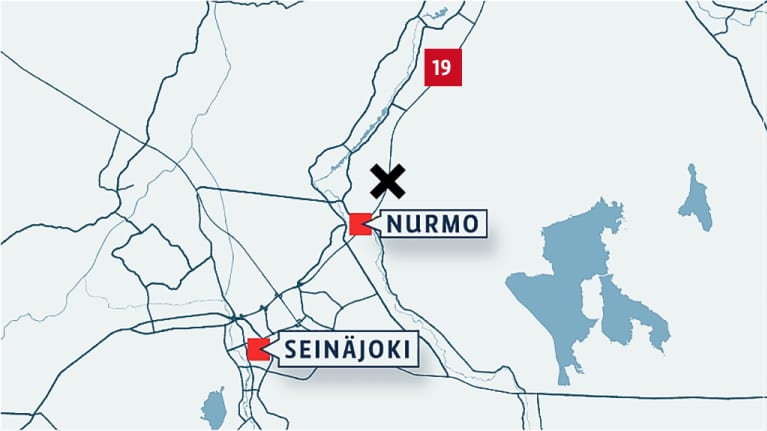 Kartta missä Seinäjoki, Nurmo merkittynä.