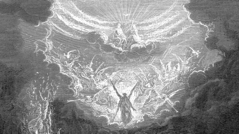 Kuvitus The Last Judgement. "Bible" Book of Revelation 20:11. Illustration by Gustave Dore 1865-6. Wood engraving.