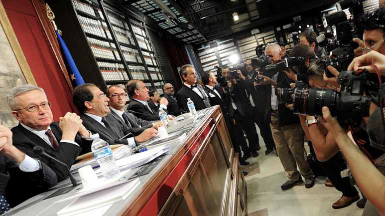 Italian talousministeri (vas.) parlamentin kokouksessa Roomassa kesällä 11 elokuuta 2011.