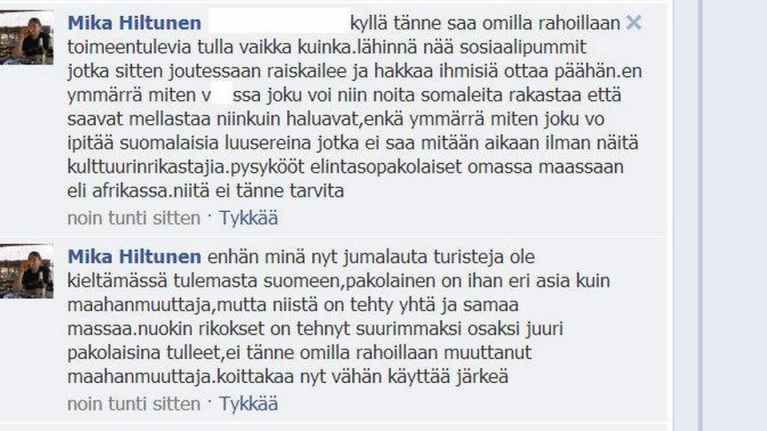 Kuvakaappaus julkisesta Facebook-profiilista