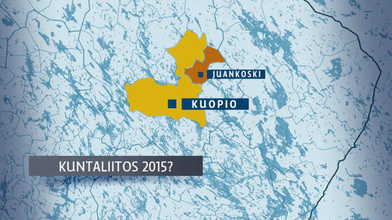 Kartta Kuopion ja Juankosken liitosalueesta