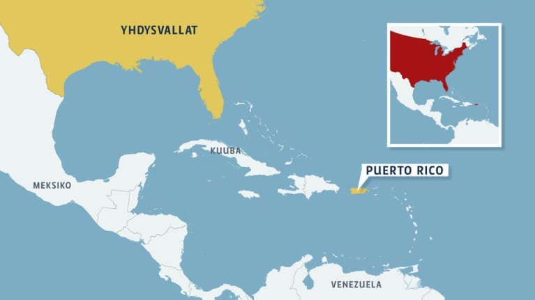 Kartta Puerto Ricon sijainnista.