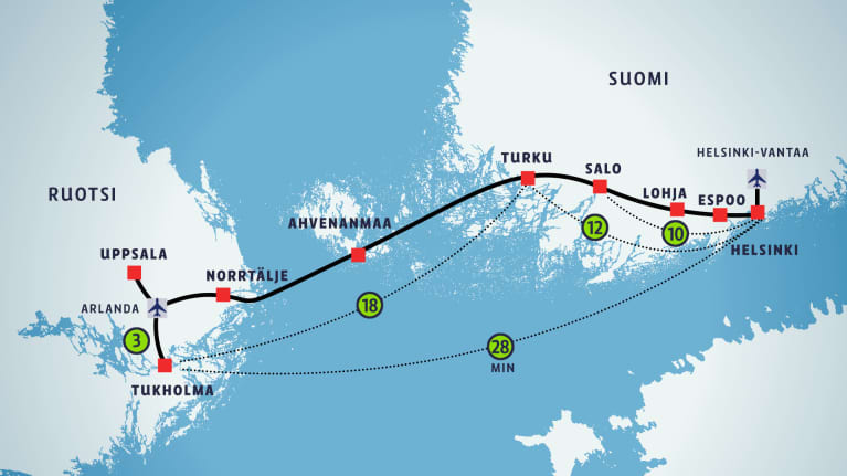 Matka-aikoja kartalla
